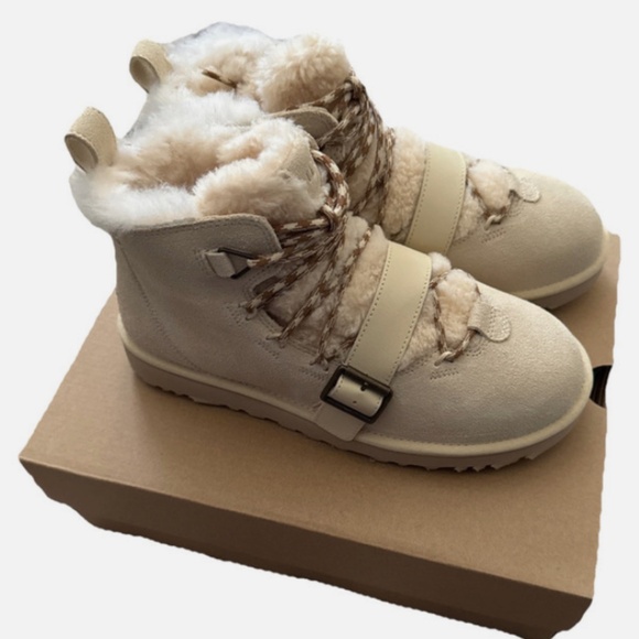 UGG Shoes - UGG Dune Mini Womens Shearling Boot Biscotti Beige Buckle 1153510 Size 8 New